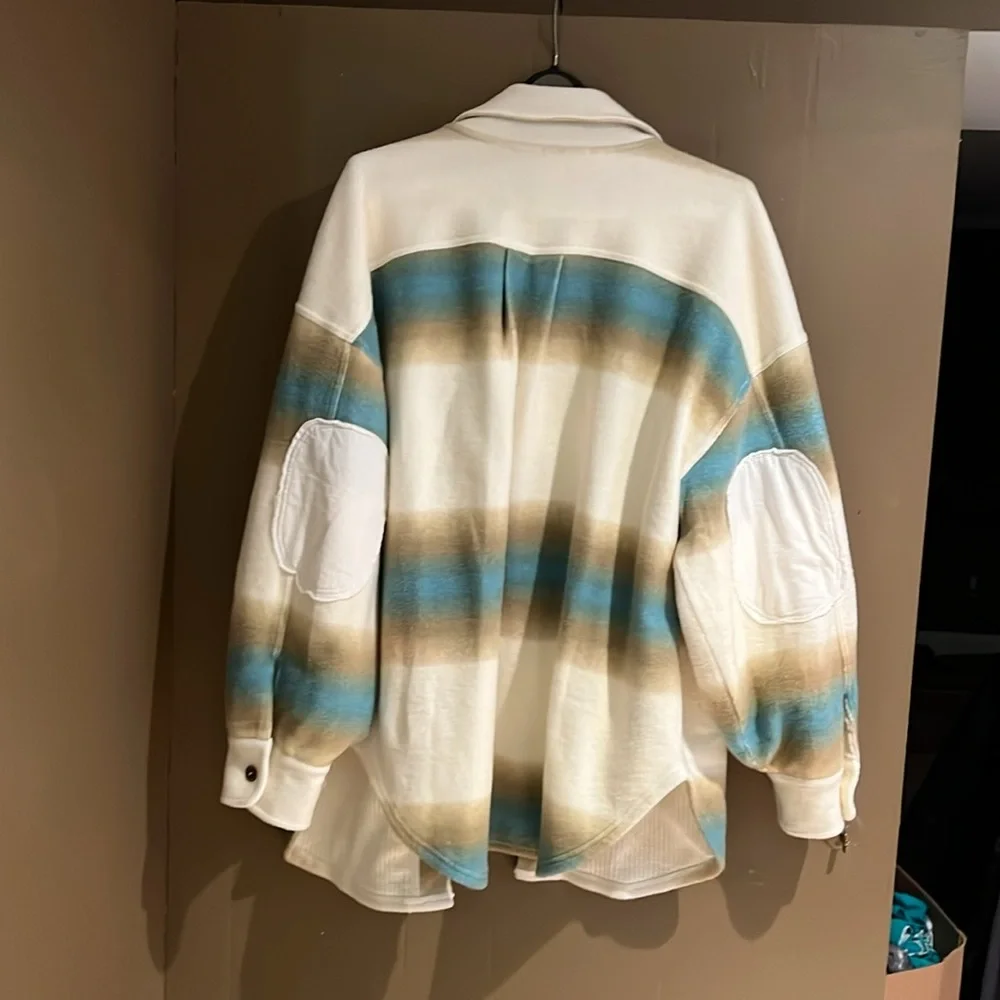 Free People West Coast Ruby Jacket in Cream Striped Pattern Sz M NWT - Picture 3 of 9